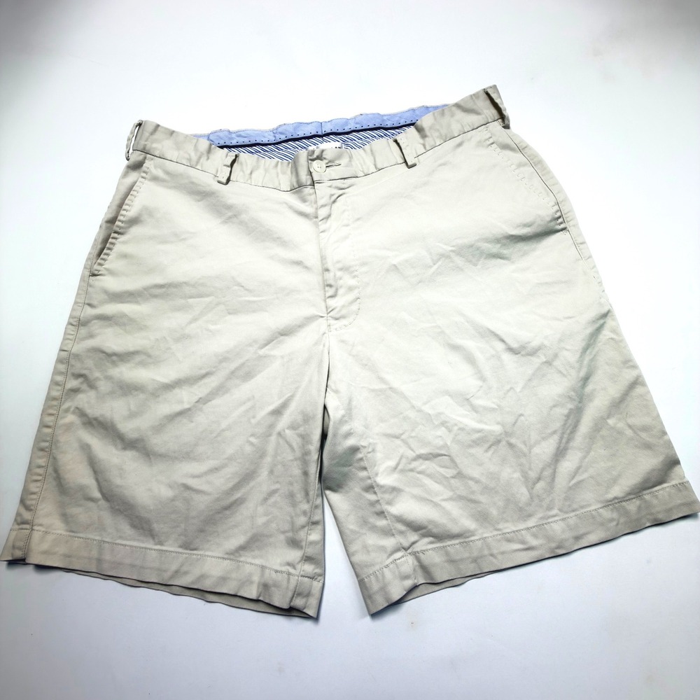 Peter Millar Crown Sport Khaki Golf Shorts Men's 36 Flat Front Classic Fit
